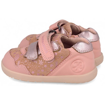 Zapatillas barefoot de bebé niña para primeros pasos y estampado Biomecanics