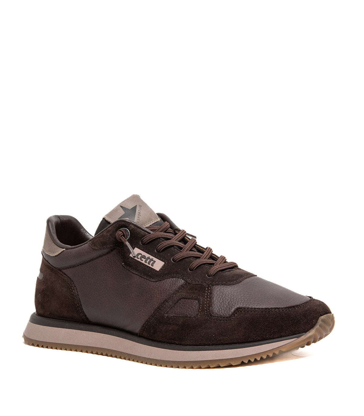 ZAPATILLAS PIEL DE HOMBRE CON CORDONES ELÁSTICOS CETTI 1397 MOKA