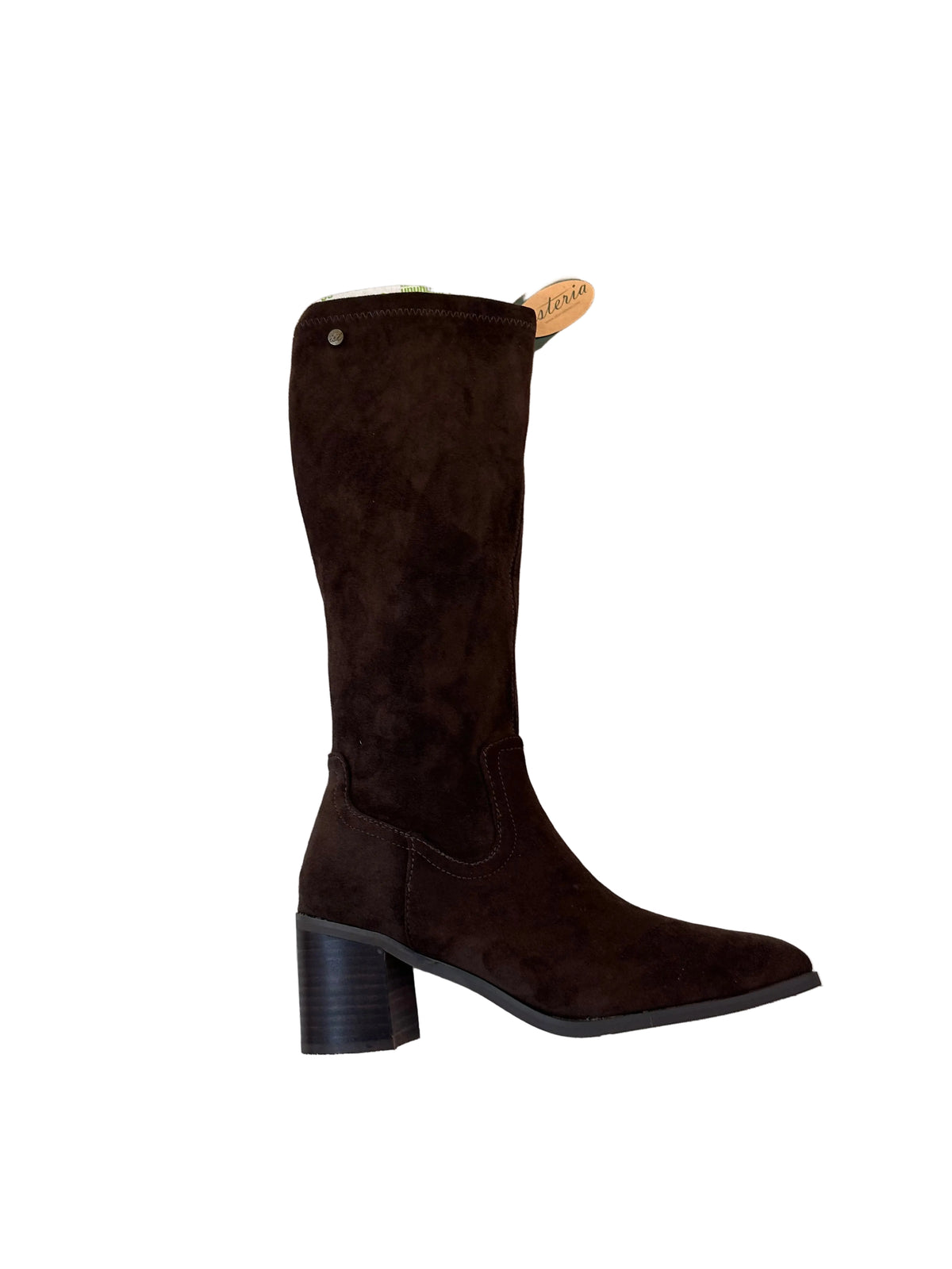 Bota caña alta moka tacón