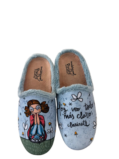 Zapatilla casa frase hoy veo todo más claro clarinete