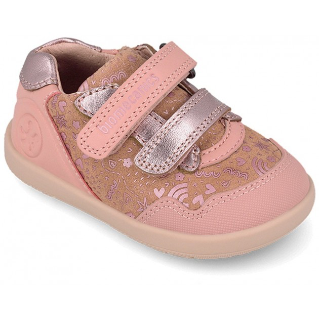 Zapatillas barefoot de bebé niña para primeros pasos y estampado Biomecanics